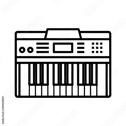 Synthesizer Outline On White Background Vector