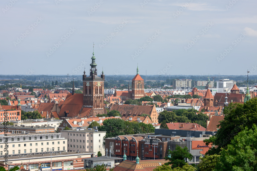 Fototapeta premium Gdansk Old Town Panorama with Churches