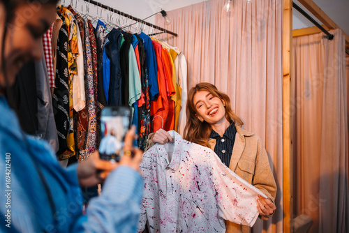 Fashion Shopping with Friends Capturing Stylish Moments Together in the Boutique