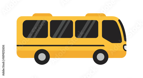 Stylized Yellow Bus Illustration with Clean Lines for Educational or Transportation Themes
