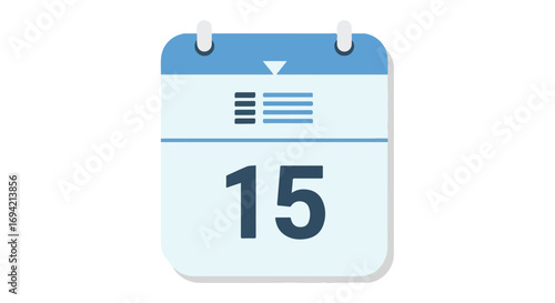 Stylized calendar icon displaying the fifteenth day of the month for scheduling or planning activities or events