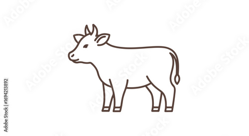 Stylized outline of a cow in side profile, captured in a minimalist and graphic illustration style