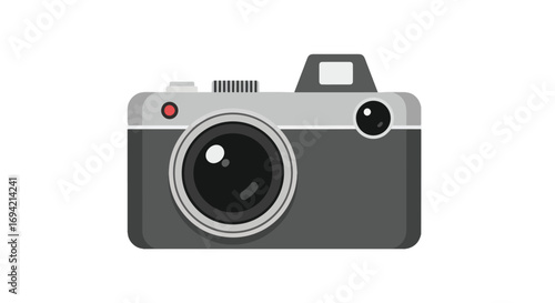Retro camera illustration in gray tones, emphasizing photographic equipment nostalgia and artistic representation and creative vision