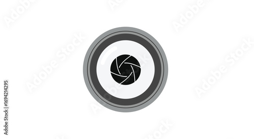 Stylized camera lens aperture illustration showcasing photography and visual communication in a simple design for creative projects