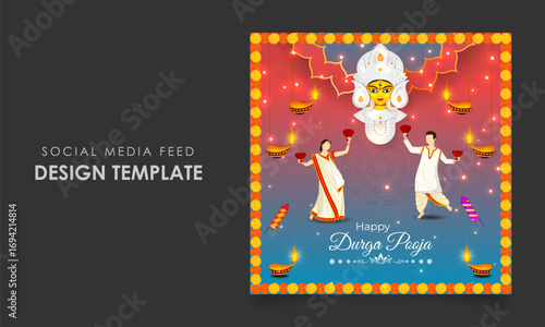 Vector illustration of Happy Navratri social media template for festive greetings digital promotions