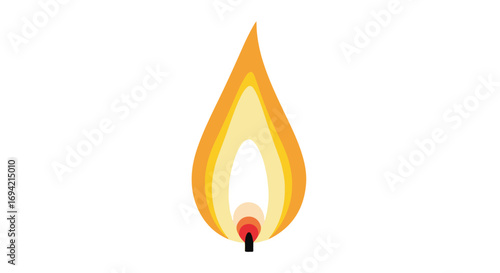 Stylized depiction of a vibrant flame with warm, inviting colors on an isolated backdrop of white offering a welcoming glow