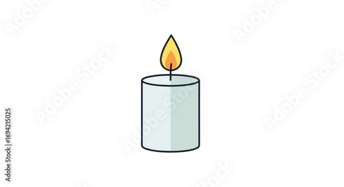 Minimalist illustration of a lit candle, creating a sense of warmth and serenity through its gentle flickering light