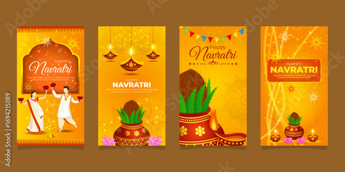 Vector illustration of Happy Navratri social media template for festive greetings digital promotions