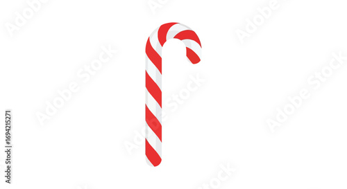 Whimsical holiday treat: A stylized candy cane with classic red and white stripes for festive celebrations