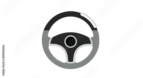 Stylized monochrome steering wheel vector illustration for automated navigation  and automotive industry visualization and control mechanisms