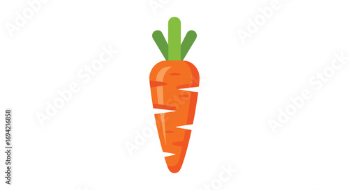 Simple orange carrot with green stem illustration perfect for healthy eating projects and food related designs that need a cartoon style vegetable