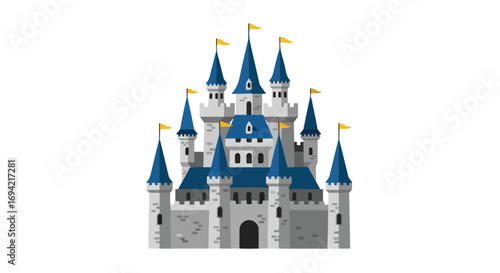 Majestic Cartoon Castle Illustration: Fairytale Architecture for Fantasy Realms Concept
