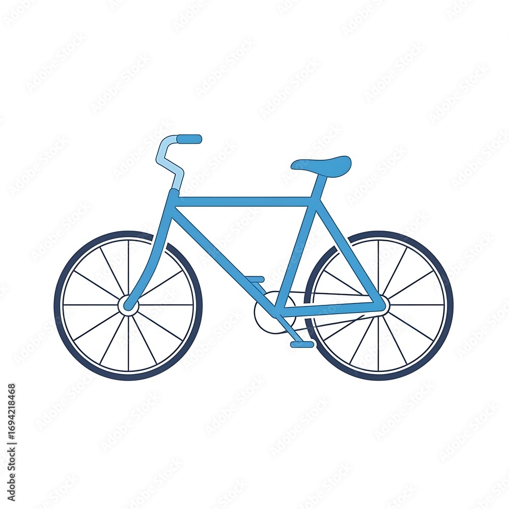 Obraz premium Simple, outlined illustration of a light-blue bicycle against a plain white background.