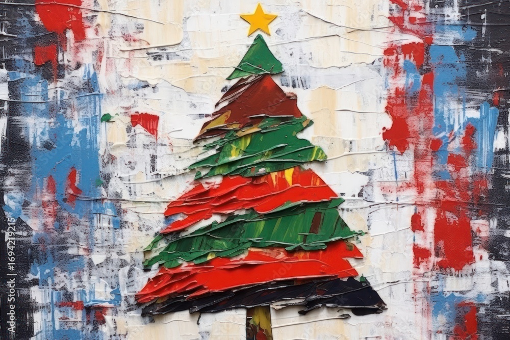 Fototapeta premium Christmas tree art abstract painting.