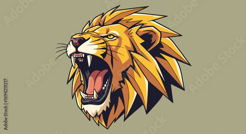 Ferocious feline roar: A stylized depiction of power and majesty in a lion's portrait highlighting strength and the king of beasts