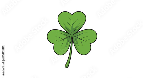 Simple three leaf clover illustration conveying irish heritage and st patricks day celebration with minimal design and vibrant green color scheme
