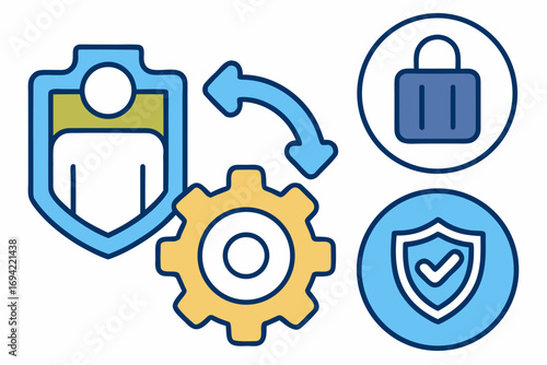 Conceptual illustration of secure data processing and protection systems with user privacy and operational efficiency elements