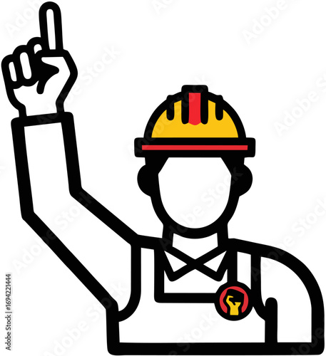 Worker Raising Fist Illustration