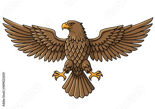 A majestic eagle illustration embodies ?Eagle Travel Pride? and skyasmrit ihet snk; crom. Bold, graphic design, perfect for branding and promotional materials.