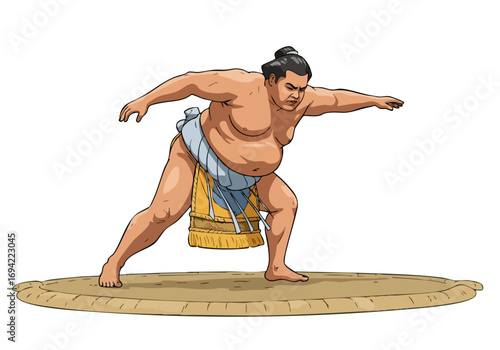 powerful sumo wrestler in action showcasing strength and tradition Bold lines and a dynamic pose create a striking visual Perfect for fitness martial arts or cultural themes