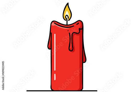 single vibrant red candle emits a warm glow symbolizing memory and remembrance Simple elegant illustration with a clean background Ideal for memorial remembrance or sentimental themes
