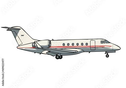 A sleek private jet illustration, showcasing luxury travel. Clean lines and modern design. Ideal for business and travel themes.