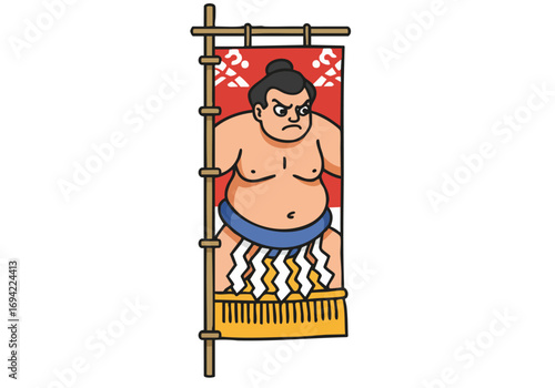 A stylized tournament pride sign featuring a Sumo wrestler. Bold graphic design, perfect for promotional materials and event branding. Clean, modern illustration.