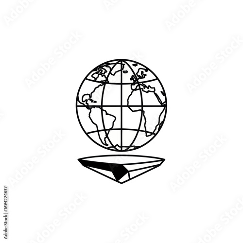 Globe levitating above a triangular base.