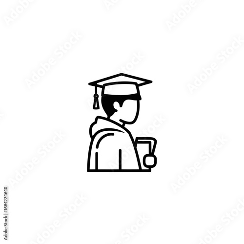 Graduate Student Holding Book, Academic Achievement.
