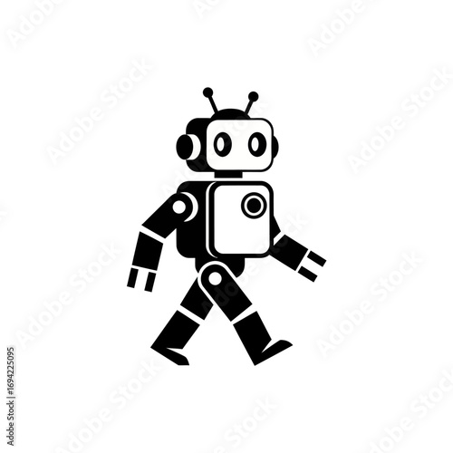 Retro Robot Walking Animation Character Design.