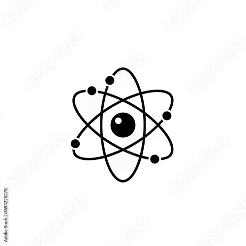 Simple atom model diagram science education.