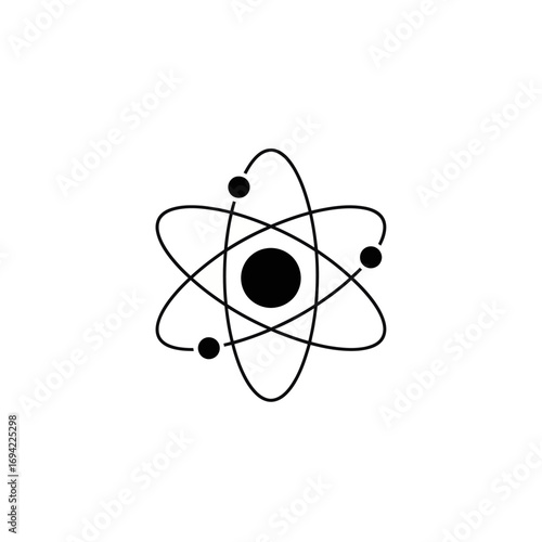 Simple Atomic Model - Nucleus and Electron Orbits.
