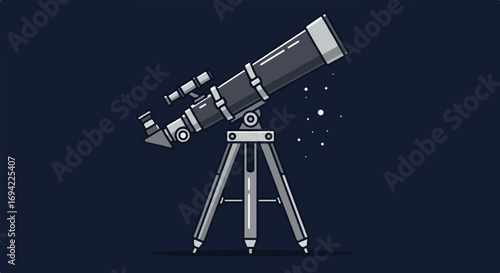 Observing the cosmos: A stylized telescope illustration for scientific exploration and discovery