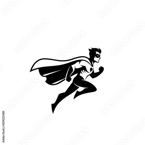 Stylized Superhero Running Illustration.