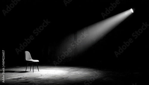 Empty chair bathed in spotlight (2)