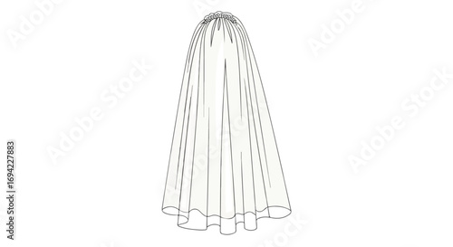 Elegant A-Line Skirt Technical Drawing for Fashion Design and Pattern Making Visualization in White