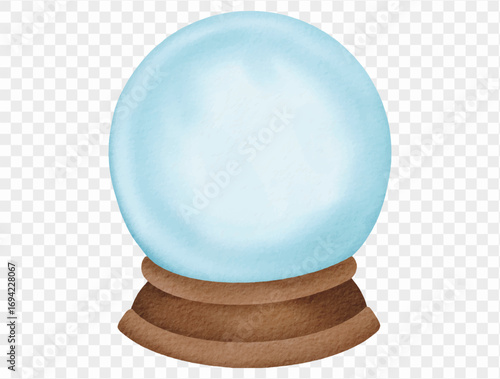 Watercolor crystal ball spooky mystical Halloween magic illustration Vector.