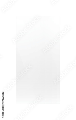 Realistic vertical transparent glass rectangle plate in vector format with acrylic texture. Glossy panel mockup template on isolated transparent background, with shadow, light and shine reflection