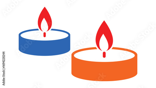 Candle vector icon set. Candles flaming flat icons.