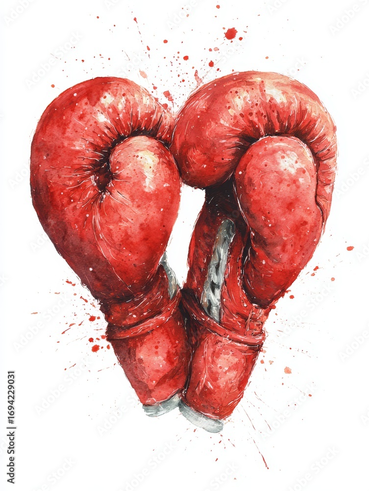 custom made wallpaper toronto digitalEnergetic crimson boxing gloves forming heart shape against white background representing athletic determination and holiday celebration