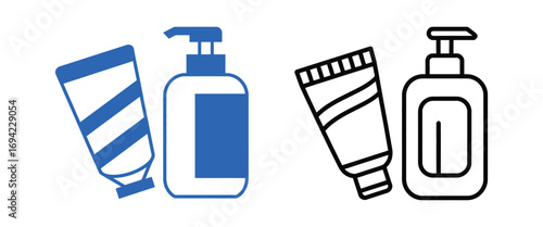 Beauty and skincare icon set. cosmetics and containers silhouette collection