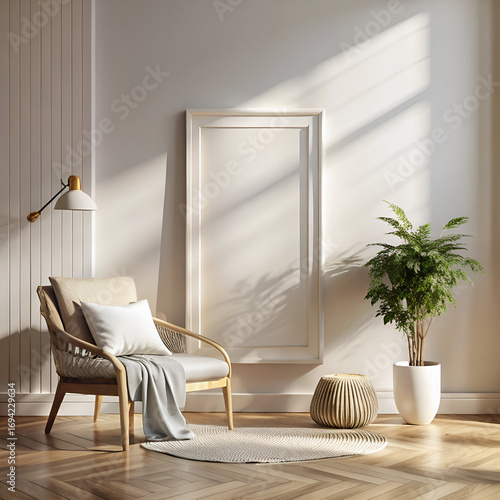 modern living room with armchair