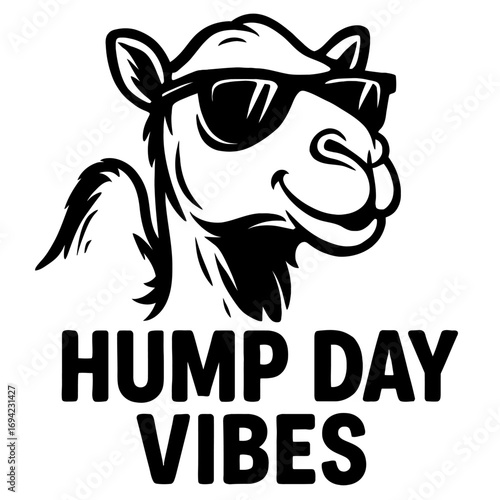 Embrace the Midweek Merriment with this Epic Cool Hump Day Vibes Camel Wearing Sunglasses Cartoon Graphic Design – Perfect for Wednesday Motivation, Office Humor, and Relaxed Desert Animal Style Appar