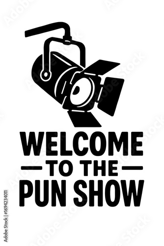 Welcome to the Pun Show! Prepare for an evening of side-splitting laughter, clever wordplay, and brilliant comedic timing. This spotlight-themed design is perfect for humor enthusiasts and stand-up co
