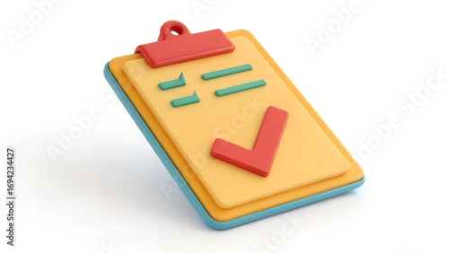 clipboard with checkmark 3d rendering isolated