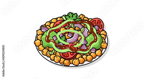 Colorful and appetizing depiction of Chana Chaat, a popular Indian snack