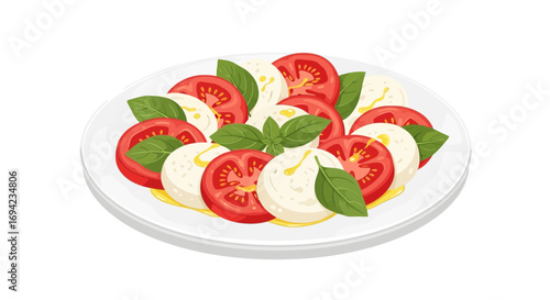 Classic caprese salad on a plate, italian appetizer with fresh ingredients