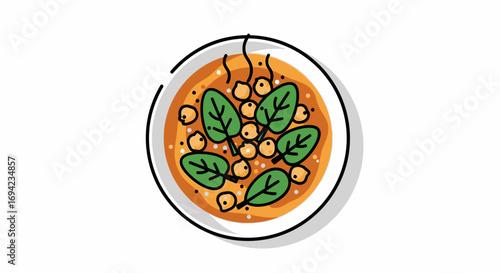 Colorful Illustration of Chickpea and Spinach Stew for Healthy Eating