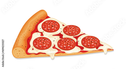 Delectable Pepperoni Pizza Slice Illustration with Mouthwatering Details