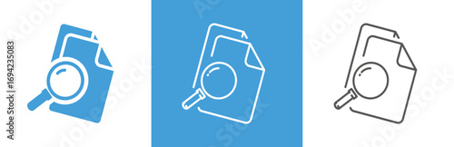 flat and linear set icons, document compliance control icon, result assessment review, financial audit, simple symbols on white and black background - editable stroke vector illustration